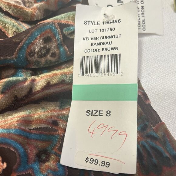 S.L. Fashions Velvet Burnout Bandeau Dress 8 NWT Chocolate Brown Fall Y2K - Picture 11 of 11